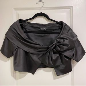Max and Cleo Satin Bow Bolero in Black
